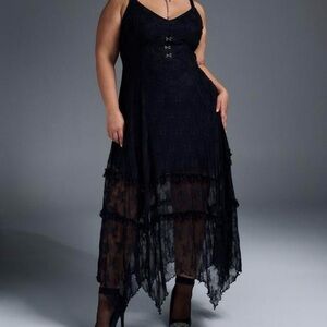 Torrid Black Asymmetrical Lace Dress